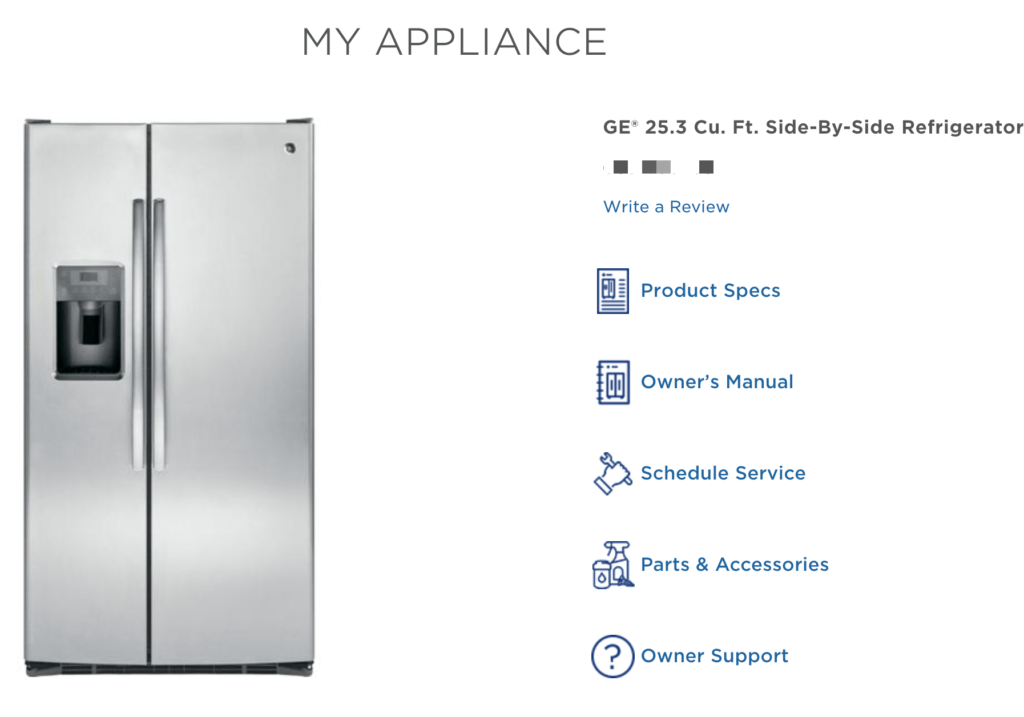 GE Refrigerator registration page