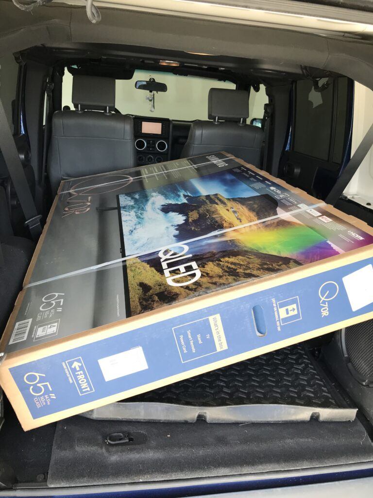 How to transport a 65 inch tv -Flat screen TV in Jeep