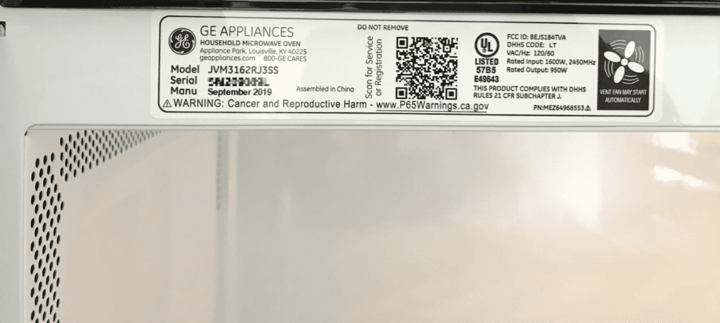 Do you need to register new appliances? - Microwave manufacturing date